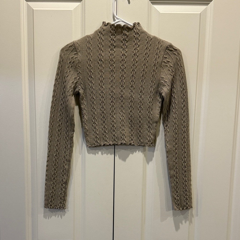 Forever 21 Tan Cable Knit Crop Top